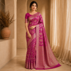 Faibra Magenta Gold Saree