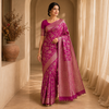 Faibra Magenta Gold Saree