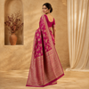 Faibra Magenta Gold Saree